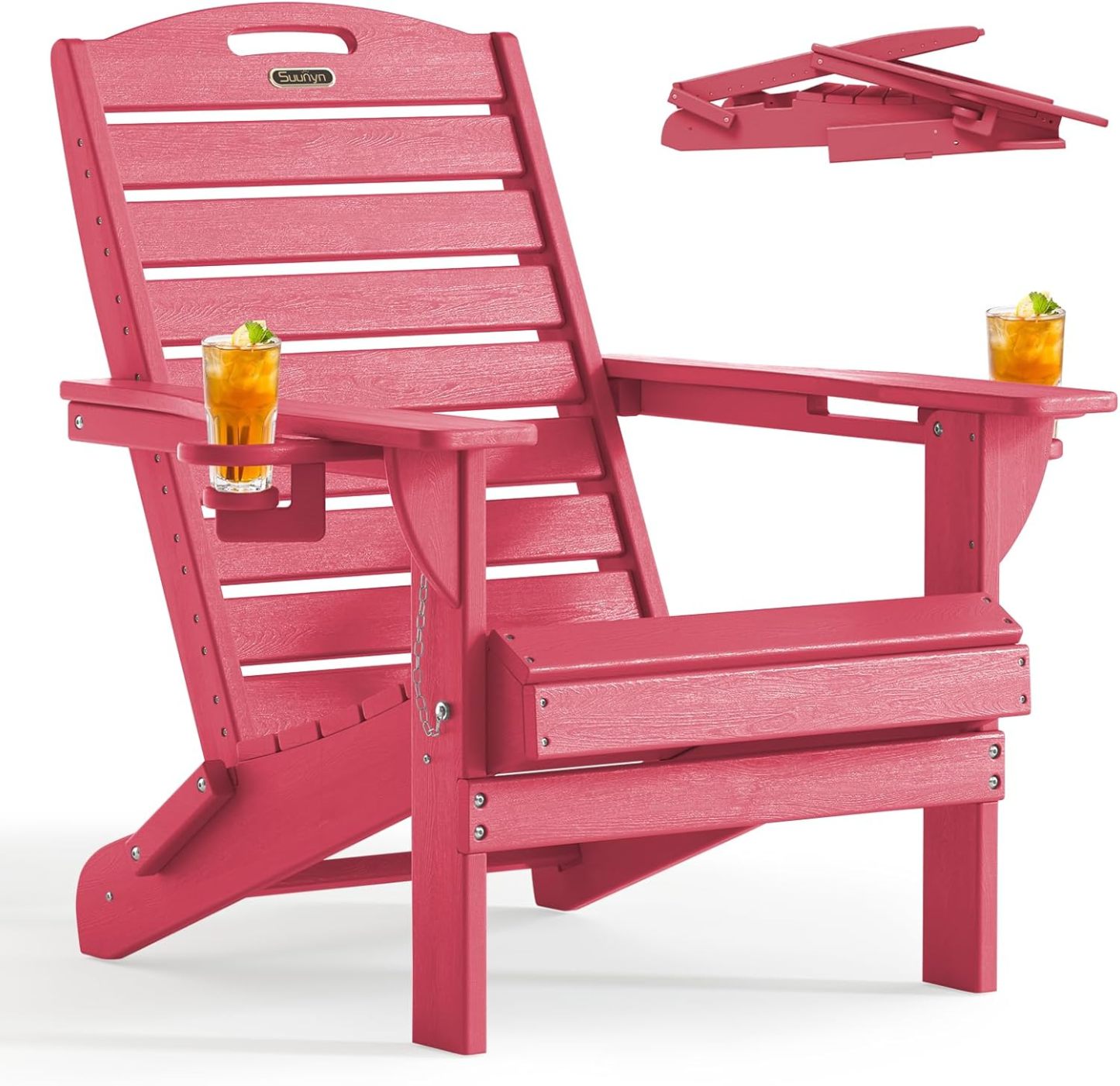Outdoor Fire Pit Chairs Lawn Chair for Deck Patio Garden (Red)