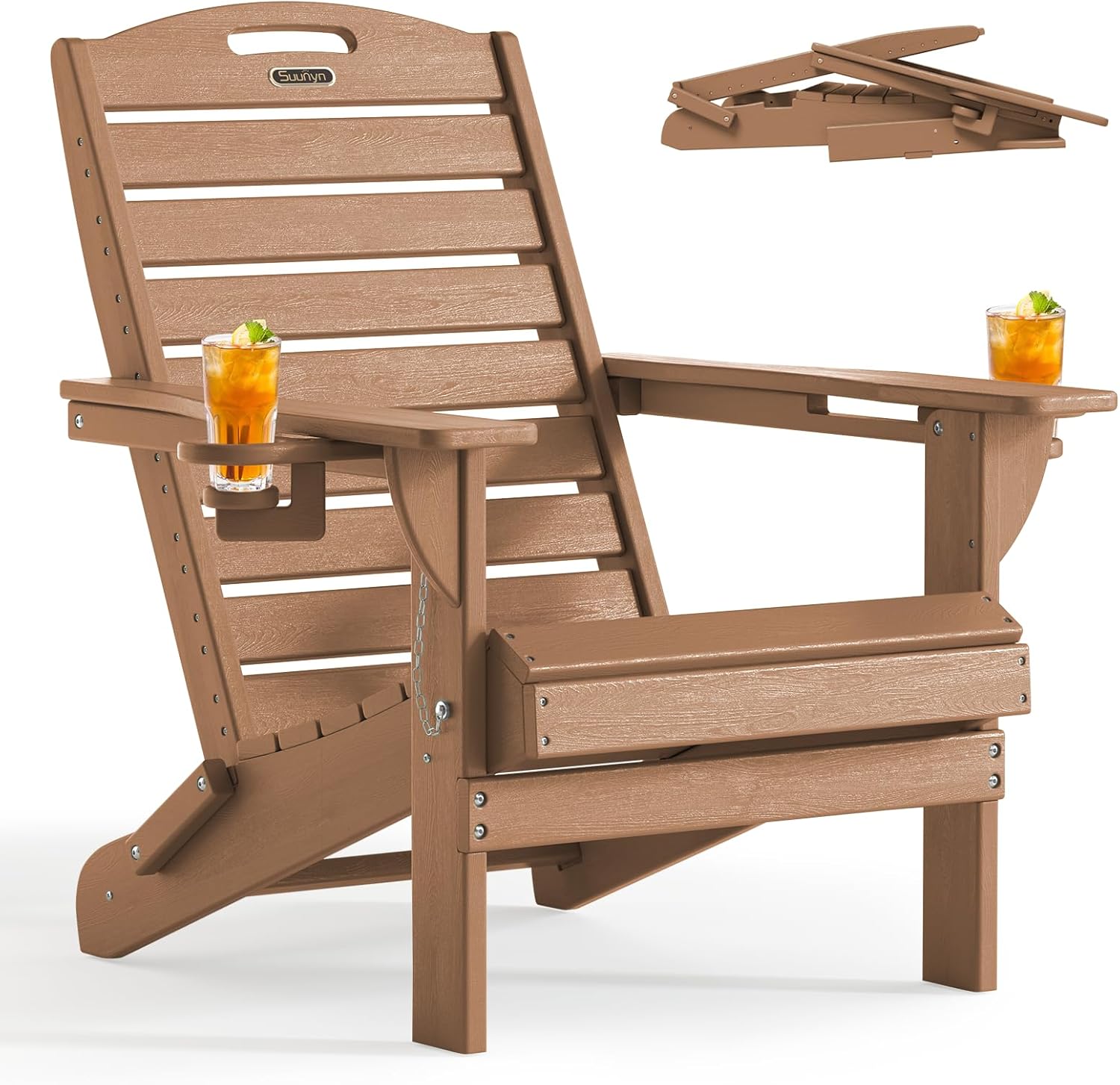 Outdoor Fire Pit Chairs Lawn Chair for Deck Patio Garden (Teak)