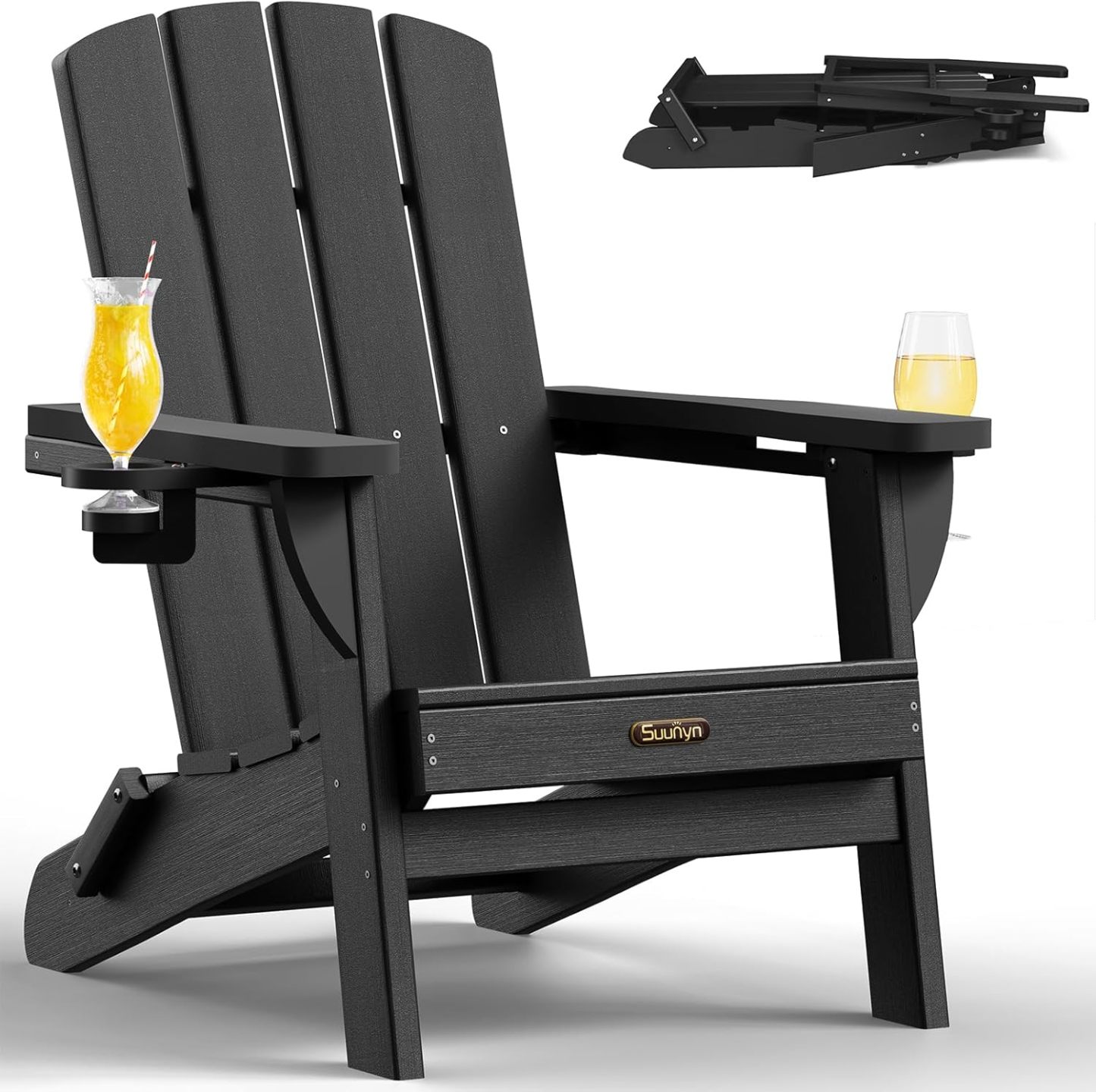 Outdoor Lawn Chair for Patio Garden (Black)