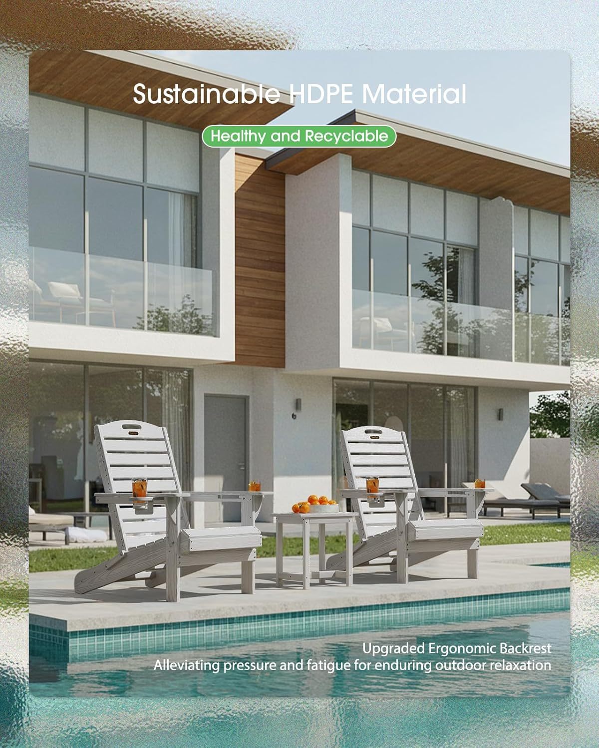 Outdoor Fire Pit Chairs Lawn Chair for Deck Patio Garden (White)