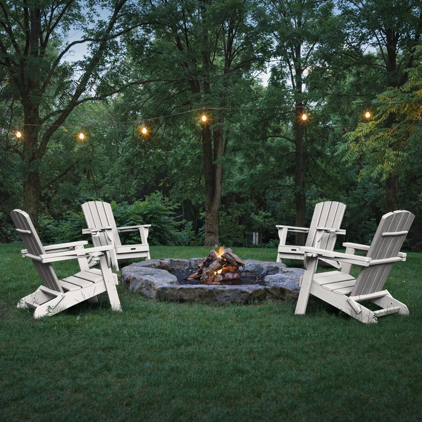 Outdoor Lawn Chair for Patio Garden (White)