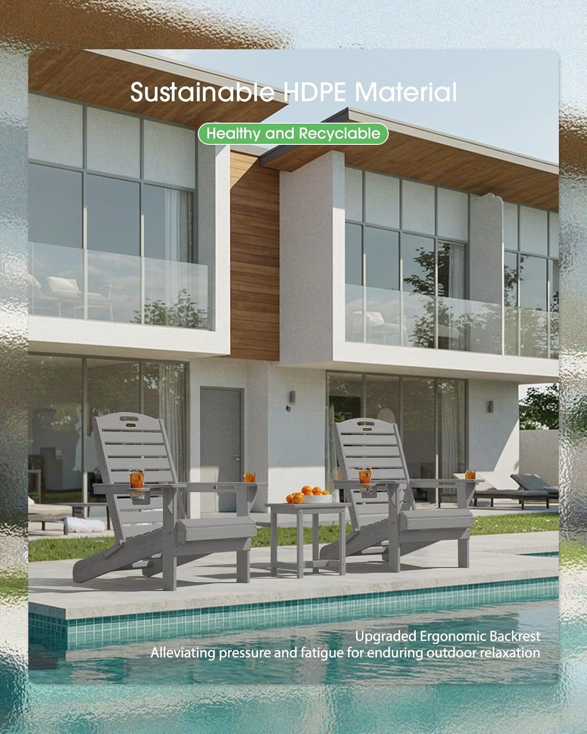 Outdoor Fire Pit Chairs All-Weather Lawn Chair for Deck Patio Garden (Grey)