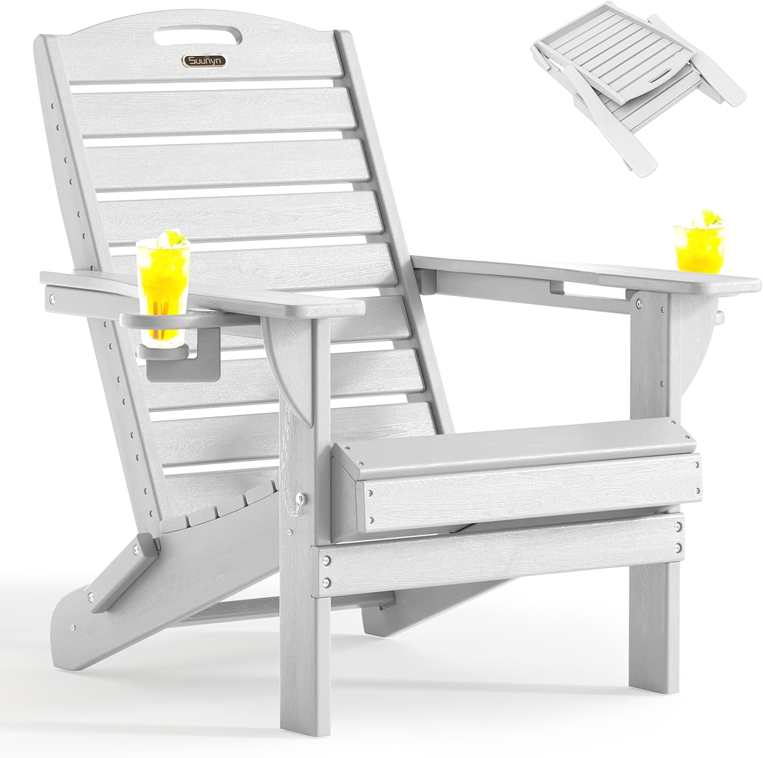Outdoor Fire Pit Chairs Lawn Chair for Deck Patio Garden (White)