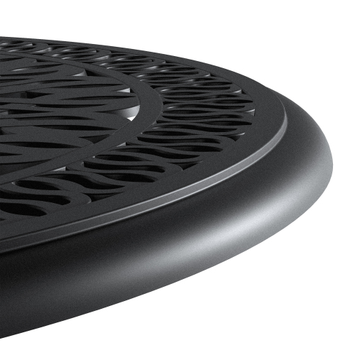 Ø35.43-inch Cast Aluminum Patio Dining Table With Black Frame and Umbrella Hole 