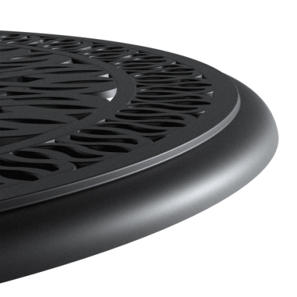 Ø35.43-inch Cast Aluminum Patio Dining Table With Black Frame and Umbrella Hole 