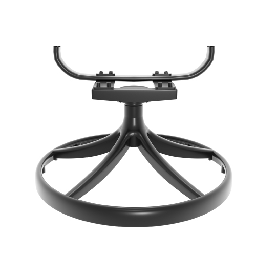 Cast Aluminum Patio Swivel Chair 2PCS With Black Frame and Brown Cushions