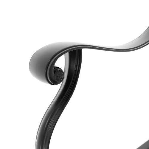 Cast Aluminum Patio Swivel Chair 2PCS With Black Frame and Brown Cushions