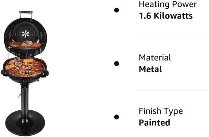 Electric BBQ Grill Techwood 15-Serving Indoor/Outdoor Electric Grill for Indoor & Outdoor Use