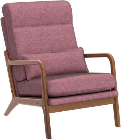 Accent Chair Mid-Century Modern Chair with Pillow High Back Upholstered Lounge Arm Chair