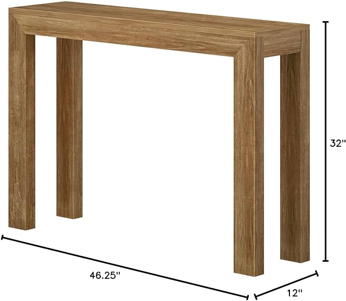 Modern Solid Wood Console Table, 46.25 Inch, Sofa Table, Narrow Entryway Table for Hallway, Behind The Couch, Living Room, Foyer, Easy Assembly, Pecan