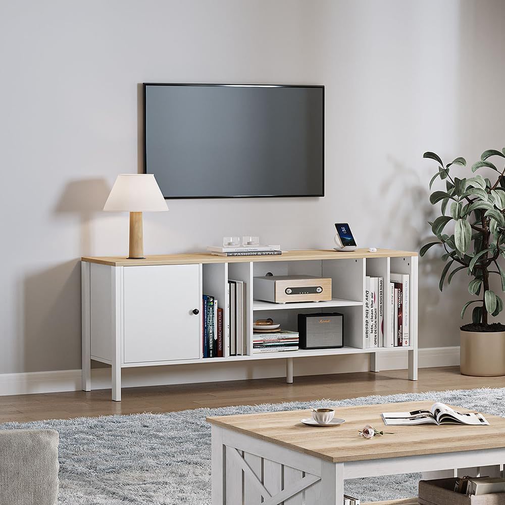 Modern TV Stand for 75 inch TV, 65 Inch Farmhouse Entertainment Center