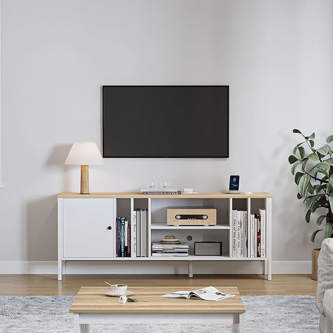Modern TV Stand for 75 inch TV, 65 Inch Farmhouse Entertainment Center