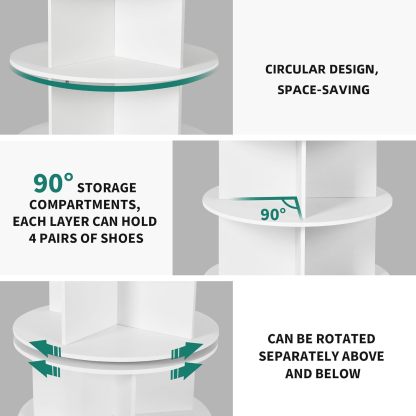 Rotating Shoe Rack Tower, Round Spinning Shoe Display, 6 Tier Free Standing 360° Revolving Shoe Organizer