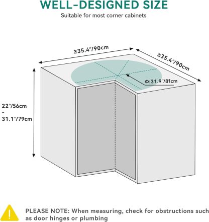 31-Inch Kidney Shaped Chrome Pie Cut 2-Shelf Lazy Susan Corner Organizer for Kitchen Cabinet Blind Corner Storage with Telescoping Mount
