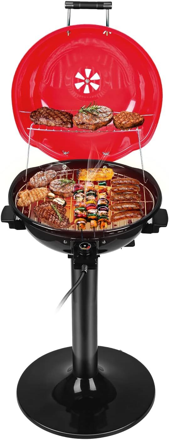 Electric BBQ Grill Techwood 15-Serving Indoor/Outdoor Electric Grill for Indoor & Outdoor Use