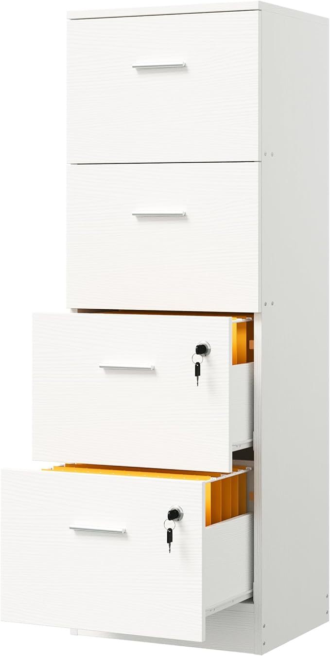 4-Drawer File Cabinet with Lock, Filing Cabinet for Letter A4-Sized Files