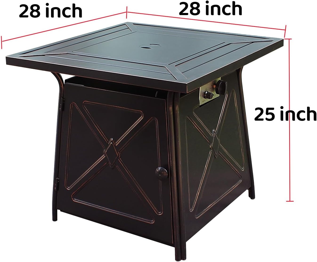 28" Fire Pit Table,Gas Fire Pits for Outside Patio,50000 BTU Propane Fire Pits with Lid &Lava Rocks