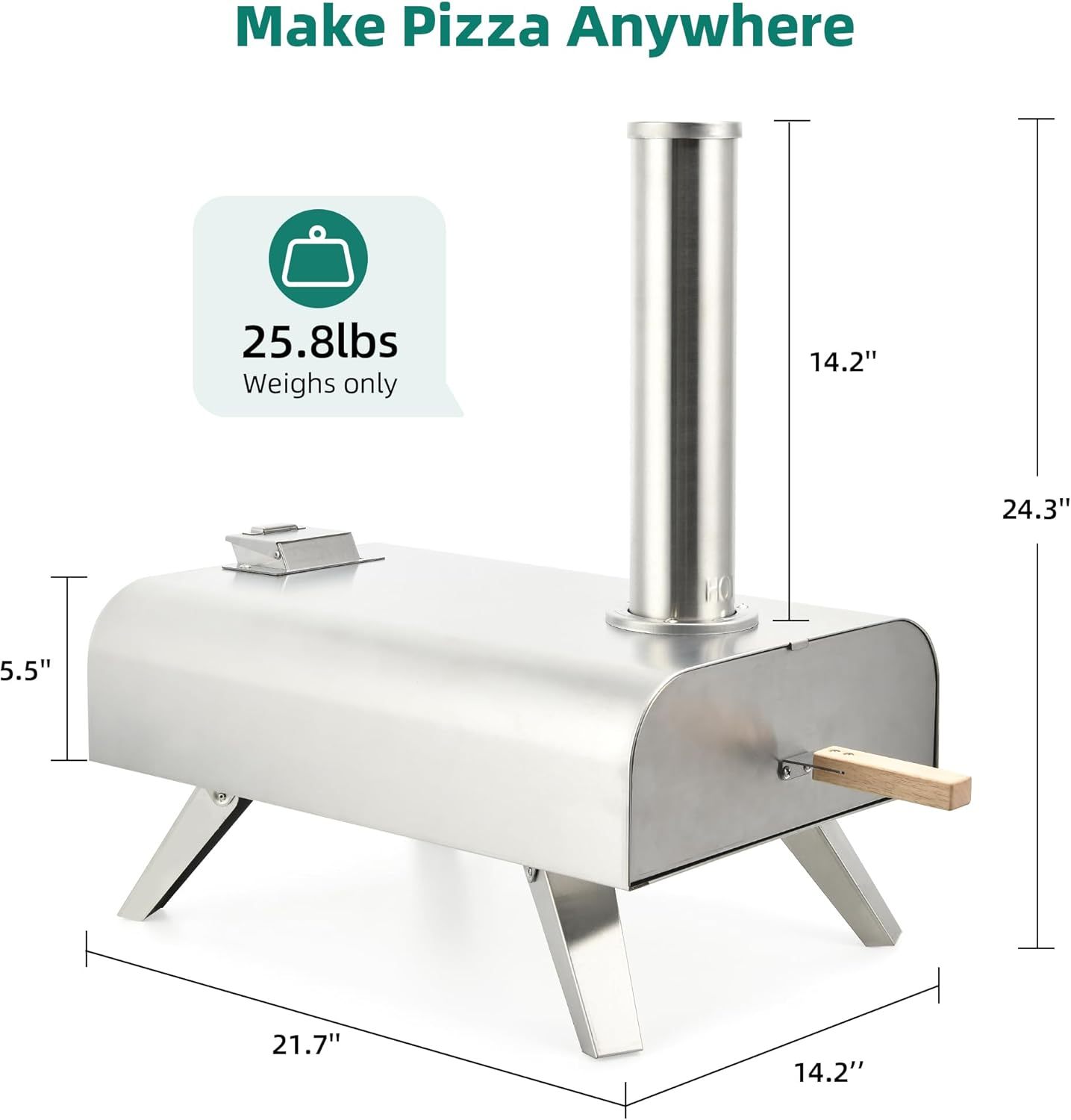 Wood Fired Outdoor Pizza Oven, 12" Portable Pellet Pizza Ovens with Pizza Peel & Pizza Cutter
