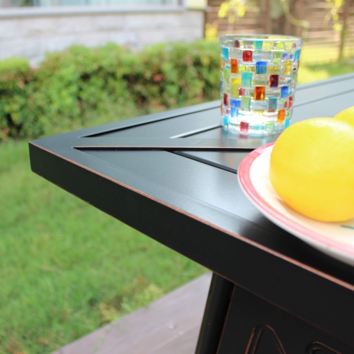 28" Fire Pit Table,Gas Fire Pits for Outside Patio,50000 BTU Propane Fire Pits with Lid &Lava Rocks