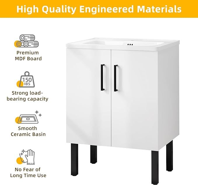 24 Inch Bathroom Vanity with Undermount Sink Combo