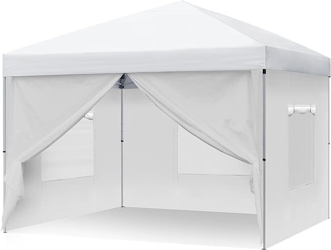 10x10 Pop Up Canopy Tent with 4 Removable Sidewalls, Easy Set-Up Outdoor Canopy with 3 Mesh Windows