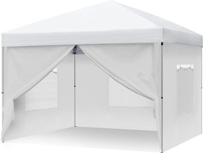 10x10 Pop Up Canopy Tent with 4 Removable Sidewalls, Easy Set-Up Outdoor Canopy with 3 Mesh Windows