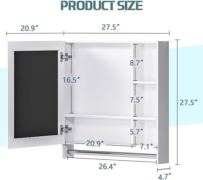 Bathroom Cabinet with Mirror, Multipurpose Wall Cabinet