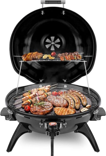 Electric BBQ Grill Techwood 15-Serving Indoor/Outdoor Electric Grill for Indoor & Outdoor Use