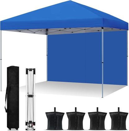 10x10 Pop Up Canopy Instant Canopy Tent with 1 Removable Sidewall