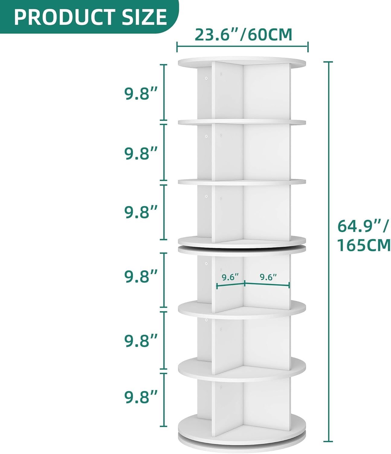 Rotating Shoe Rack Tower, Round Spinning Shoe Display, 6 Tier Free Standing 360° Revolving Shoe Organizer