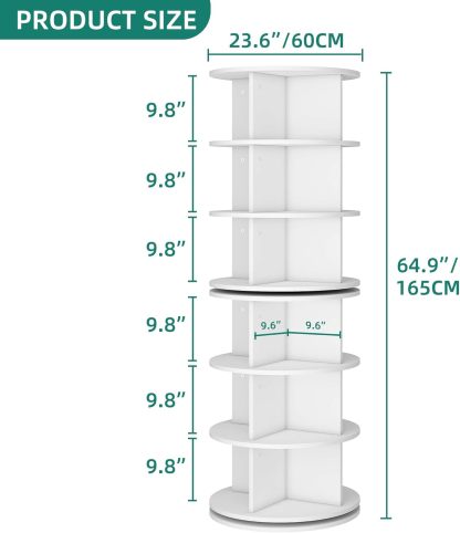 Rotating Shoe Rack Tower, Round Spinning Shoe Display, 6 Tier Free Standing 360° Revolving Shoe Organizer