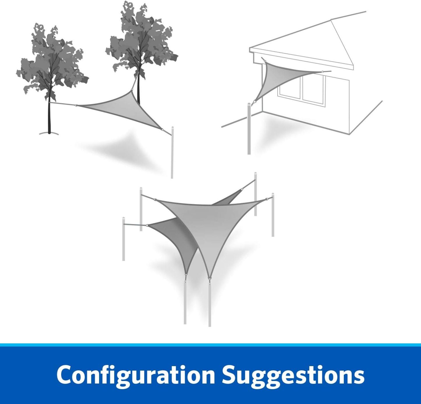 18' Triangle Sapphire w Kit Shadesail