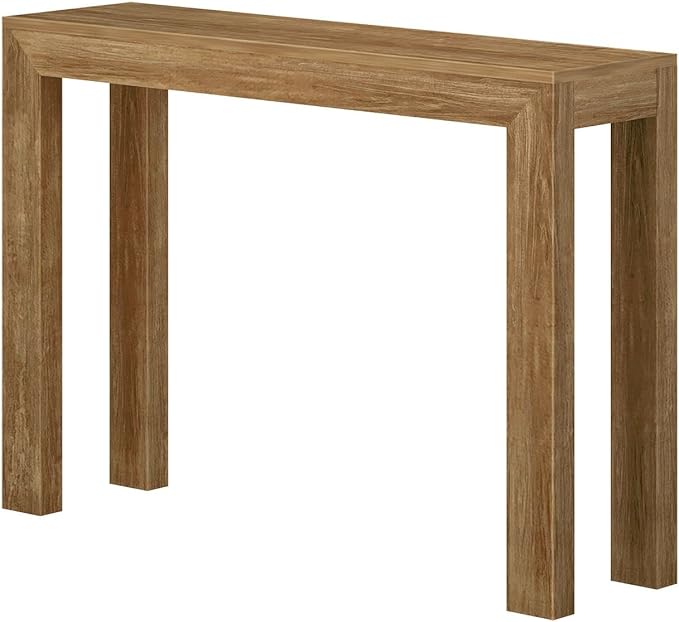 Modern Solid Wood Console Table, 46.25 Inch, Sofa Table, Narrow Entryway Table for Hallway, Behind The Couch, Living Room, Foyer, Easy Assembly, Pecan