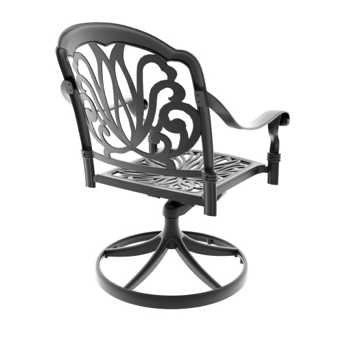 Cast Aluminum Patio Swivel Chair 2PCS With Black Frame and Brown Cushions