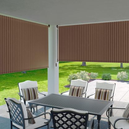 Cordless Outdoor Roller Shade, 4'x6', Alderwood