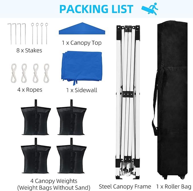 10x10 Pop Up Canopy Instant Canopy Tent with 1 Removable Sidewall