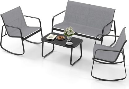 4 Piece Patio Furniture Set, Outdoor Conversation Sets for Patio, Lawn, Garden
