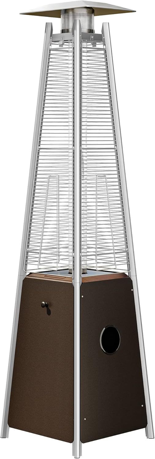 Pyramid Patio Heater, 48,000 BTU Outdoor Patio Heater, Quartz Glass Tube Propane Heater with Cover and Wheels for Patio