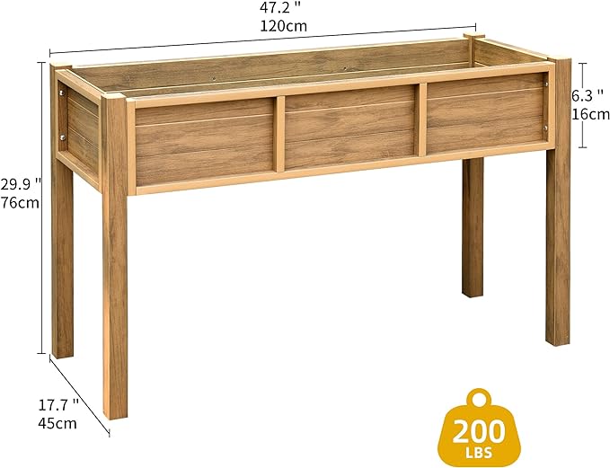 48x18x30in Raised Garden Bed, Poly Wood Planter Box Stand