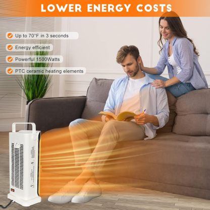 Space Heater - 1500W Portable Electric Heater with Remote, Fast Heating Ceramic Tower Heater Fan