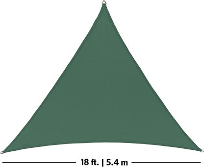 Shade Sail, 95% UV Block Shade and Sun Shield, Medium 18' Triangle Shade Sail Including Hardware Kit, Heritage Green