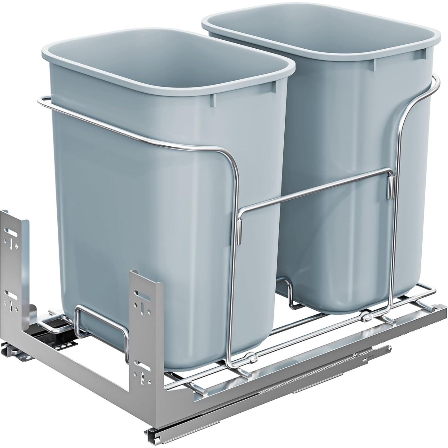  Double 27 Quart Pull-Out Trash Can with Soft-Close Slides, Sliding Under Mount Kitchen Waste Garbage Container