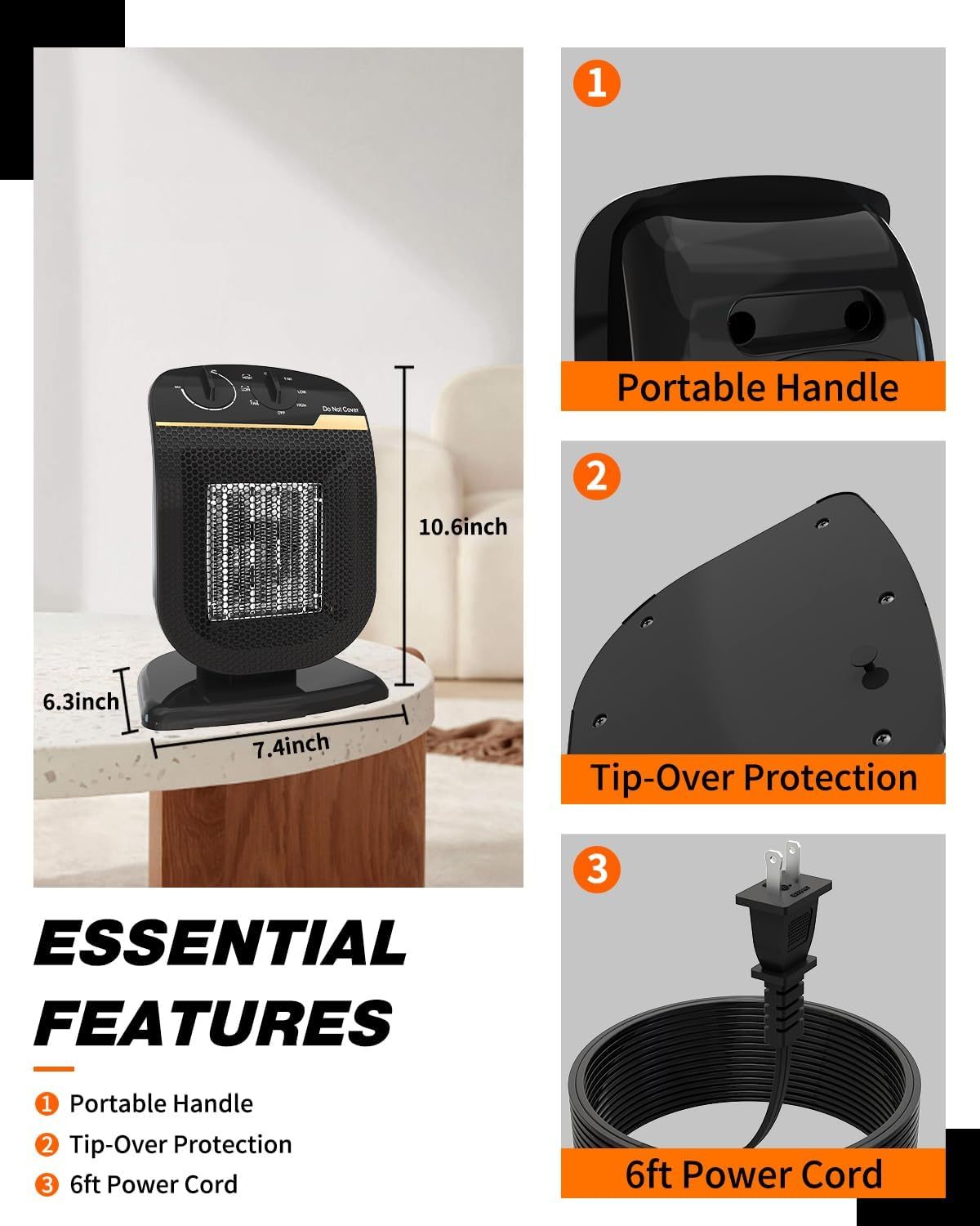 Outdoor Heaters for Patio, 1500W Portable Greenhouse Heater with 120° Oscillating