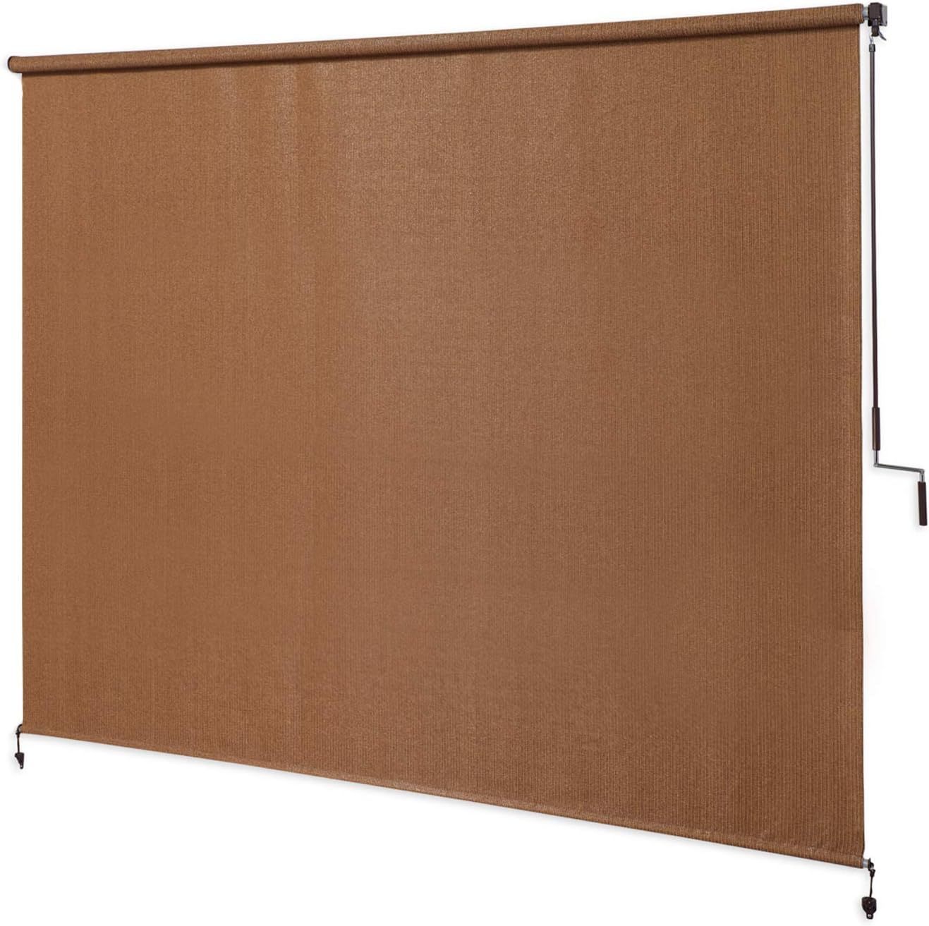 Exterior Roller Shade, Cordless Roller Shade with 90% UV Protection, No Valance, (8' W X 6' L), Mocha