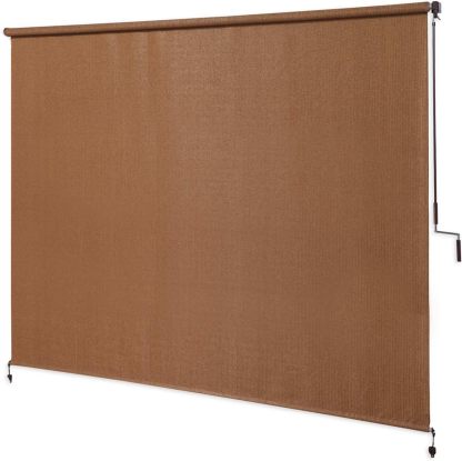 Exterior Roller Shade, Cordless Roller Shade with 90% UV Protection, No Valance, (8' W X 6' L), Mocha