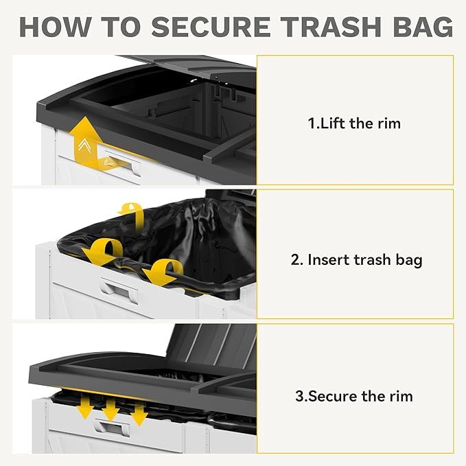 66 Gallon Double-Bin Outdoor Trash Can, Waterproof Resin Garbage Can