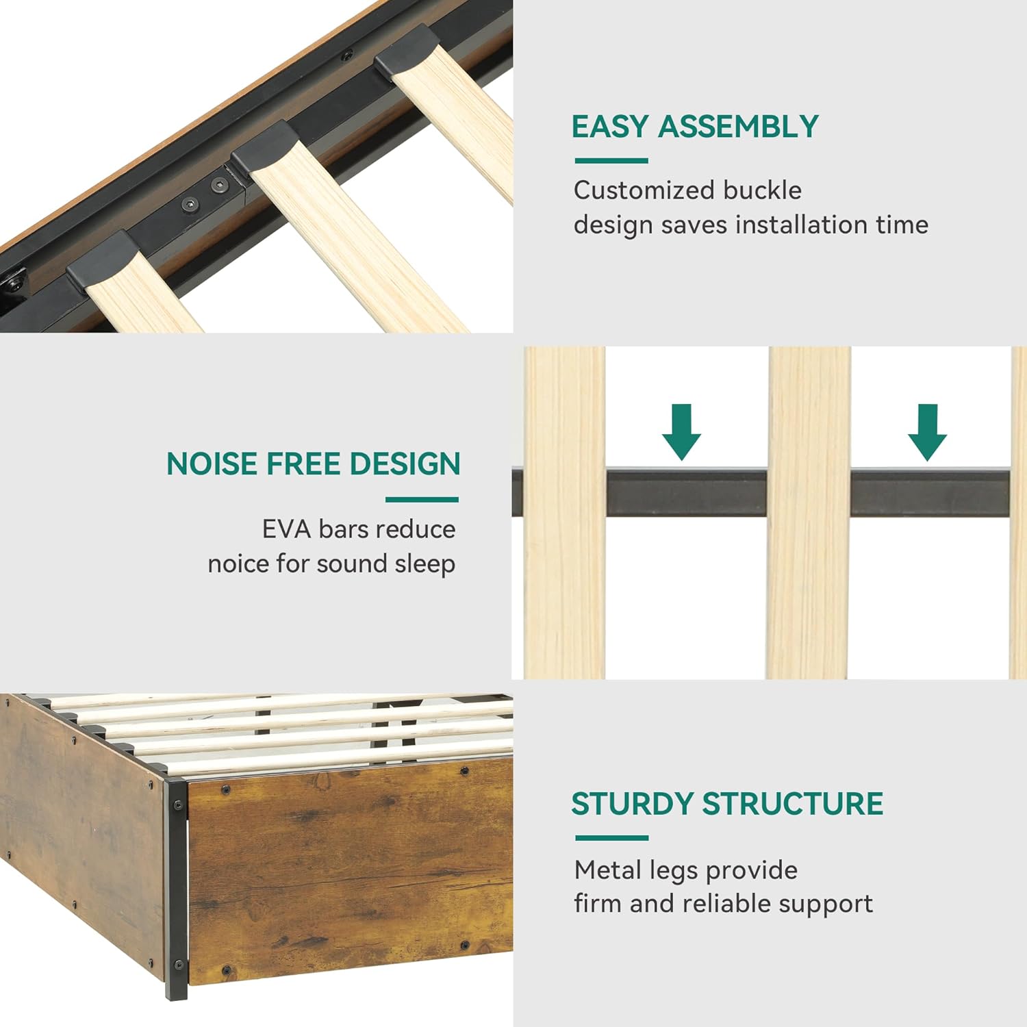 Lift Storage Bed Frame, King Size Bed Frame with 2-Tier Storage Shelf Headboard, LED Light Platform Bed Frame