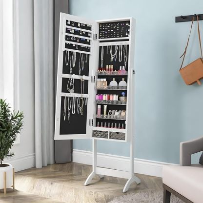 Mirror Jewelry Cabinet, Free Standing Jewelry Armoire Mirror Organizer