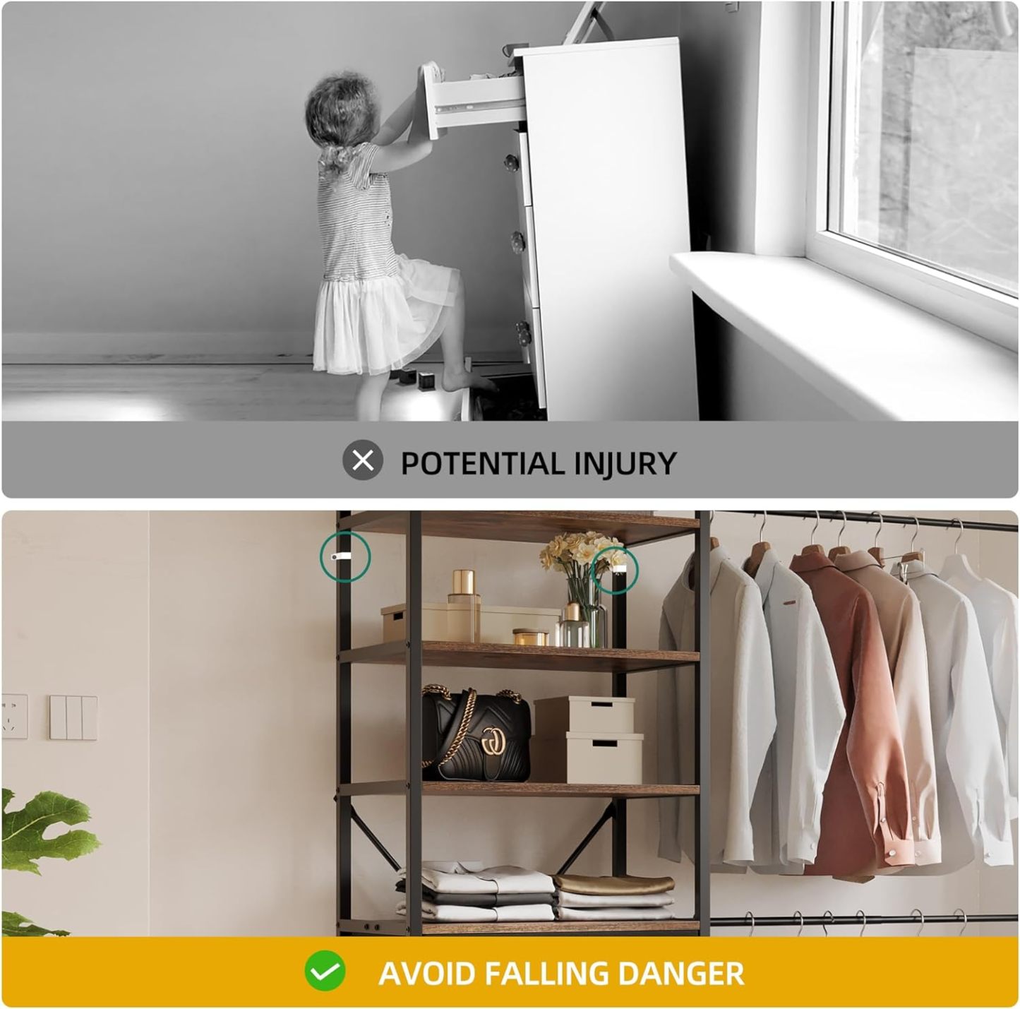 Closet System, Walk In Closet Organizer Systems with 3 Drawers