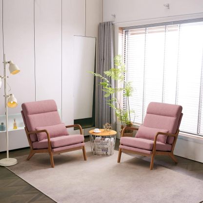 Accent Chair Mid-Century Modern Chair with Pillow High Back Upholstered Lounge Arm Chair